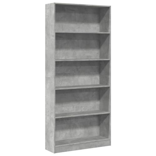 Bibliothèque gris béton 80x24x176 cm bois d'ingénierie - Photo n°2; ?>