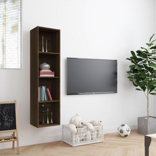 Bibliothèque/Meuble TV Chêne marron 143x30x36cm Bois ingénierie - Photo n°3; ?>