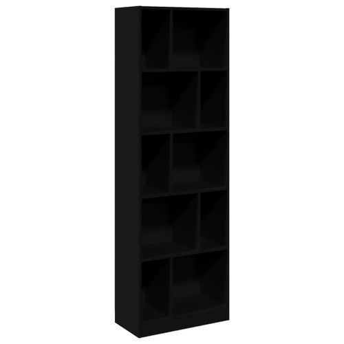 Bibliothèque noir 57x28,5x174 cm bois d'ingénierie - Photo n°2; ?>