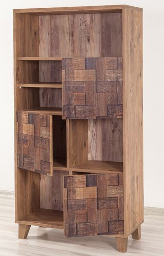 Bibliothèque patchwork de bois marron clair Mastra 80 cm - Photo n°2; ?>