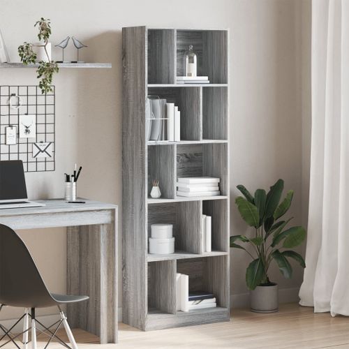 Bibliothèque sonoma gris 57x28,5x174 cm bois d'ingénierie - Photo n°3; ?>