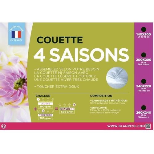BLANREVE Couette 4 saisons - 200 x 200 cm - Blanc - Photo n°3; ?>