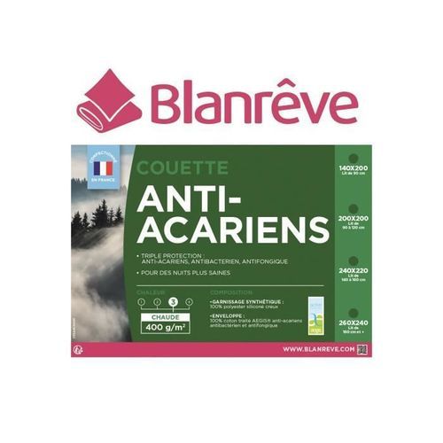 BLANREVE Couette chaude 400gm2 Anti-Acariens 140x200 cm blanc - Photo n°3; ?>