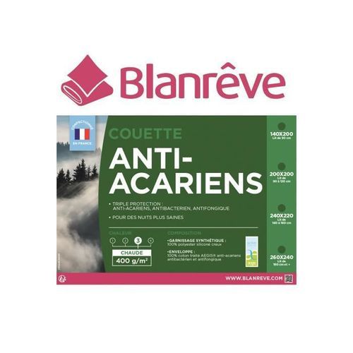 BLANREVE Couette chaude 400gm2 Anti-Acariens 220x240 cm blanc - Photo n°3; ?>