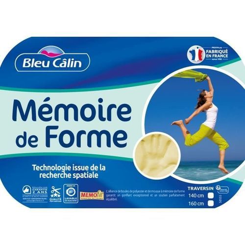 BLEU CALIN Traversin plat a mémoire de forme Mémofill 40x160 cm blanc - Photo n°3; ?>
