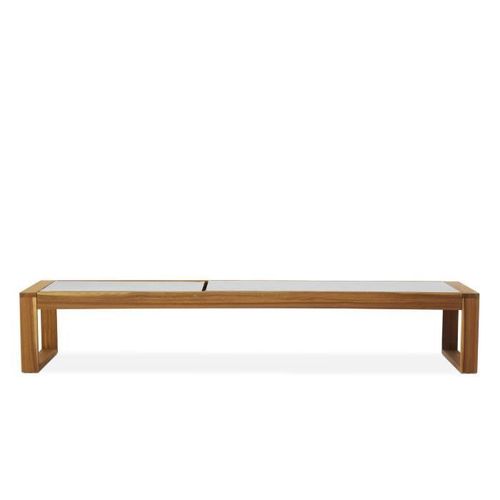 BOCARNEA Chaise longue LEVATA en acacia et textilene - Gris Perle - Photo n°3; ?>