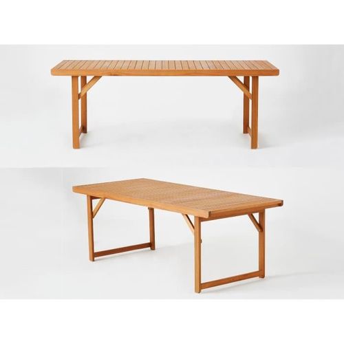 BOCARNEA Table pliable en eucalyptus Charly - 210 cm - Photo n°3; ?>