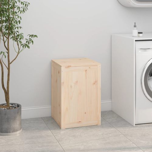 Boîte à linge 44x44x66 cm Bois massif de pin - Photo n°3; ?>