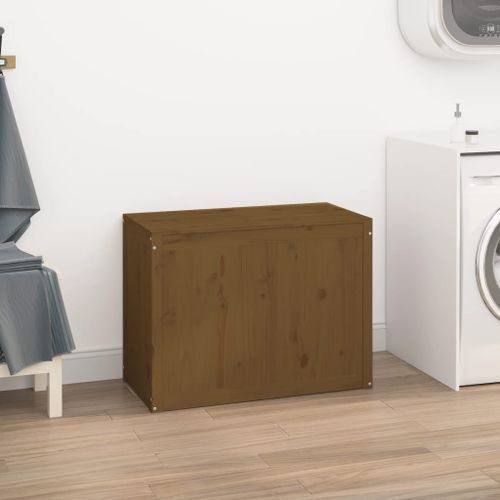 Boîte à linge Marron miel 88,5x44x66 cm Bois massif de pin - Photo n°3; ?>