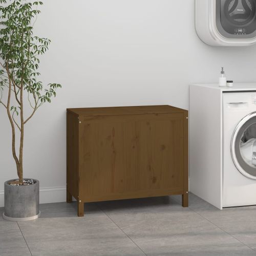 Boîte à linge Marron miel 88,5x44x76 cm Bois massif de pin - Photo n°3; ?>