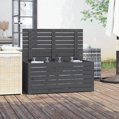 Boîte de jardin gris 101x50,5x46,5 cm bois massif de pin - Photo n°3; ?>