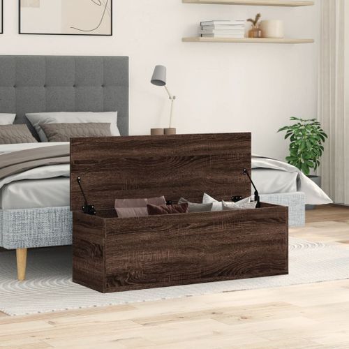 Boîte de rangement chêne marron 102x35x35 cm bois d'ingénierie - Photo n°3; ?>