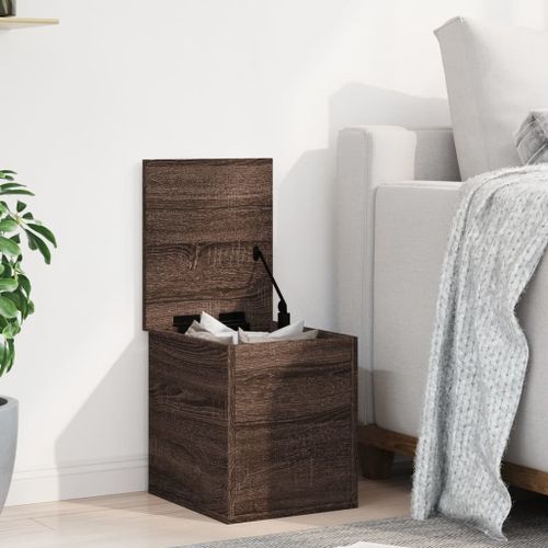 Boîte de rangement chêne marron 30x35x35 cm bois d'ingénierie - Photo n°3; ?>