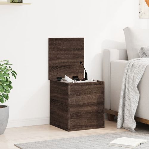 Boîte de rangement chêne marron 40x42x46 cm bois d'ingénierie - Photo n°3; ?>