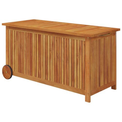 Boîte de rangement de jardin avec roues 113x50x58cm Bois acacia - Photo n°2; ?>