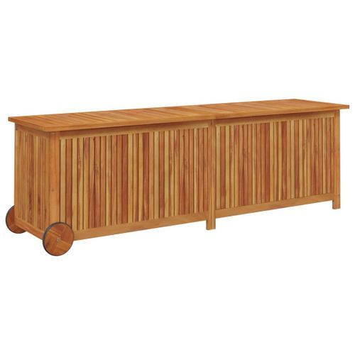 Boîte de rangement de jardin avec roues 150x50x58cm bois acacia - Photo n°2; ?>