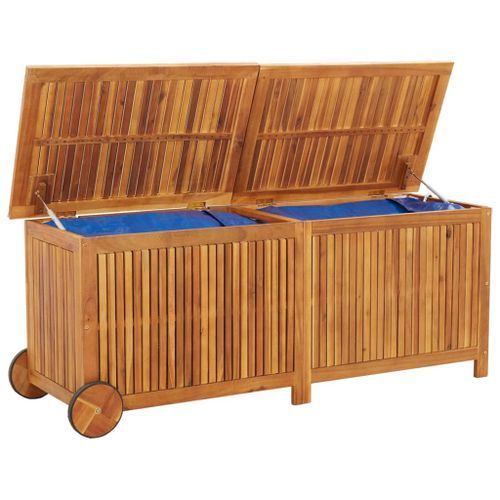 Boîte de rangement de jardin avec roues 150x50x58cm bois acacia - Photo n°3; ?>