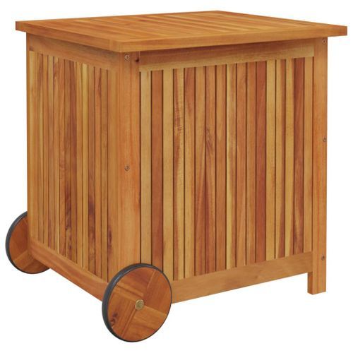 Boîte de rangement de jardin avec roues 60x50x58 cm Bois acacia - Photo n°3; ?>