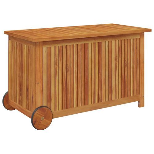 Boîte de rangement de jardin avec roues 90x50x58 cm Bois acacia - Photo n°3; ?>