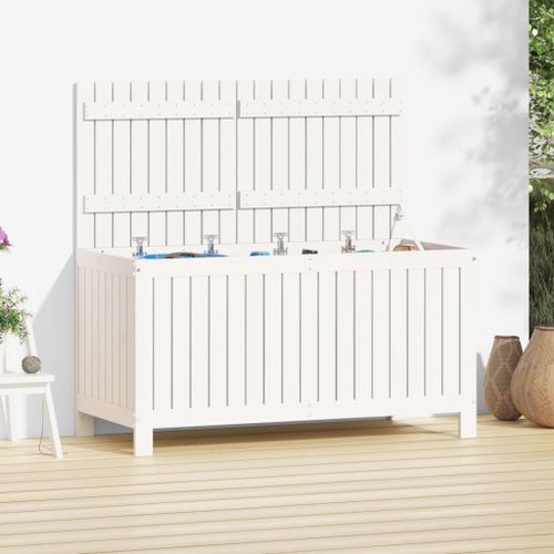 Boîte de rangement de jardin Blanc 121x55x64 cm Bois de pin - Photo n°2; ?>