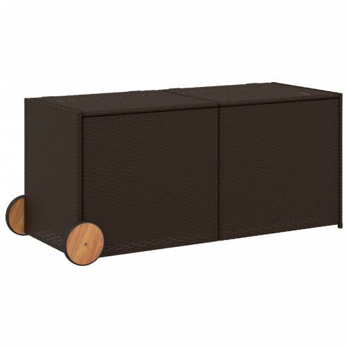 Boîte de rangement de jardin et roues marron 283L poly rotin - Photo n°2; ?>