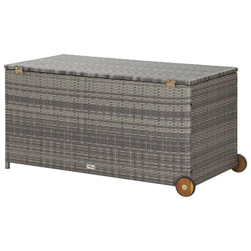 Boîte de rangement de jardin Gris clair 120x65x61 cm Rotin - Photo n°3; ?>