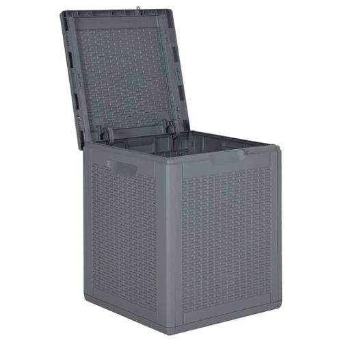 Boîte de rangement de jardin gris PP rotin 90 L - Photo n°3; ?>