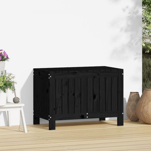 Boîte de rangement de jardin Noir 76x42,5x54 cm Bois massif pin - Photo n°3; ?>