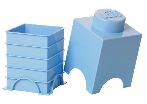 Boîte de rangement empilable à 1 plot Bleu ciel Lego - Photo n°2; ?>