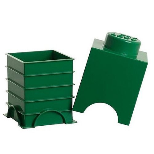 Boîte de rangement empilable à 1 plot Vert Lego - Photo n°2; ?>
