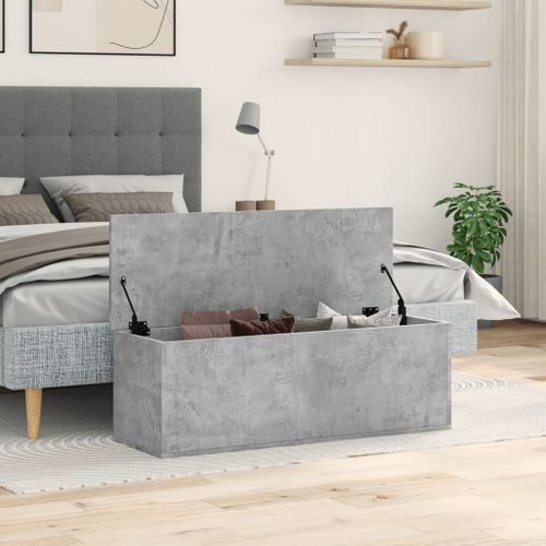 Boîte de rangement gris béton 102x35x35 cm bois d'ingénierie - Photo n°3; ?>