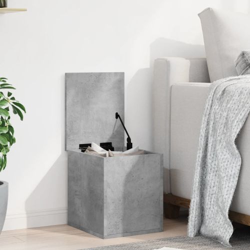 Boîte de rangement gris béton 30x35x35 cm bois d'ingénierie - Photo n°3; ?>