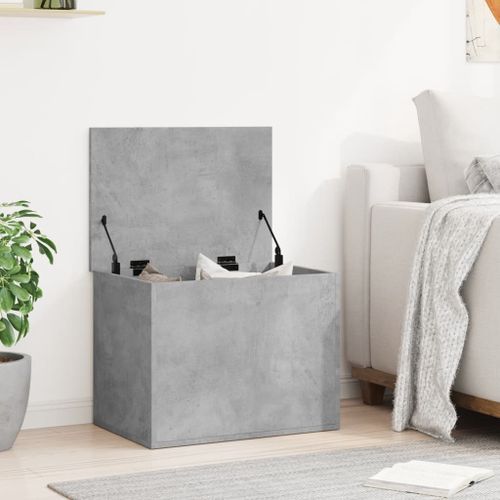 Boîte de rangement gris béton 60x42x46 cm bois d'ingénierie - Photo n°3; ?>