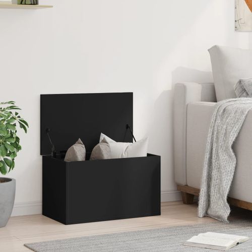 Boîte de rangement noir 60x35x35 cm bois d'ingénierie - Photo n°3; ?>