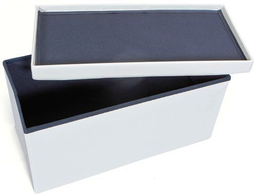 Boîte pliable rectangulaire simili cuir blanc Santy - Photo n°2; ?>
