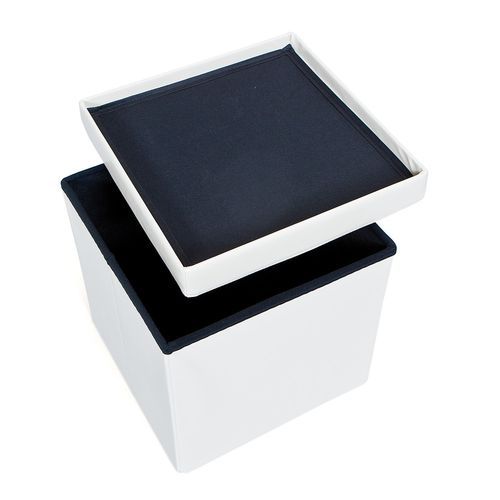 Boîte de rangement pliable simili cuir blanc Santy - Photo n°2; ?>