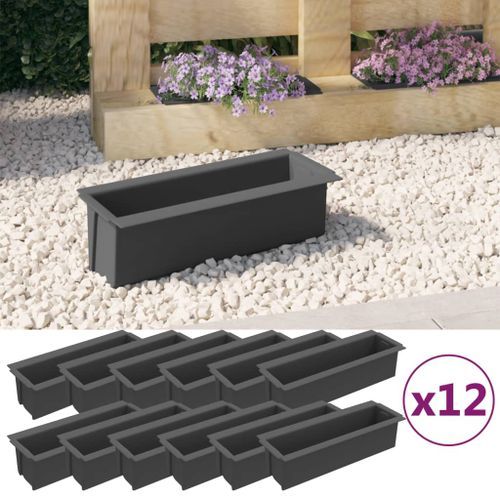 Boîtes à fleurs pour palettes euro 12 pcs Gris 36x13,5x9,5cm PP - Photo n°2; ?>