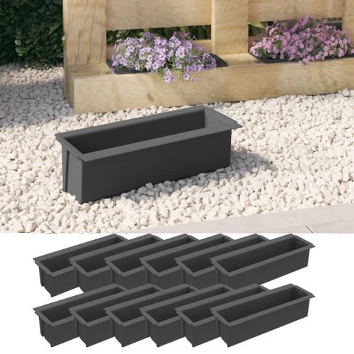 Boîtes à fleurs pour palettes euro 12 pcs Gris 36x13,5x9,5cm PP - Photo n°3; ?>