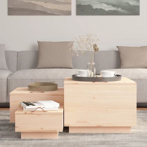 Boîtes de rangement avec couvercles 3 pcs Bois massif de pin - Photo n°3; ?>