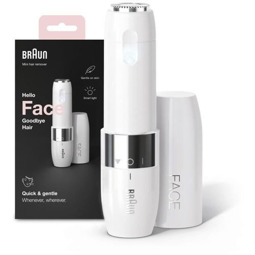 Braun Face Mini FS1000 Rasoir Visage éléctrique pour femme - Doux pour la peau - Fonction Smart Light - Blanc - Photo n°2; ?>