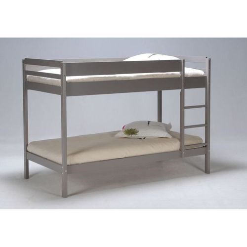 BRICE Lit superposé enfant contemporain en bois épicéa massif gris taupe - Sommiers inclus - l 90 x 190 cm - Photo n°3; ?>
