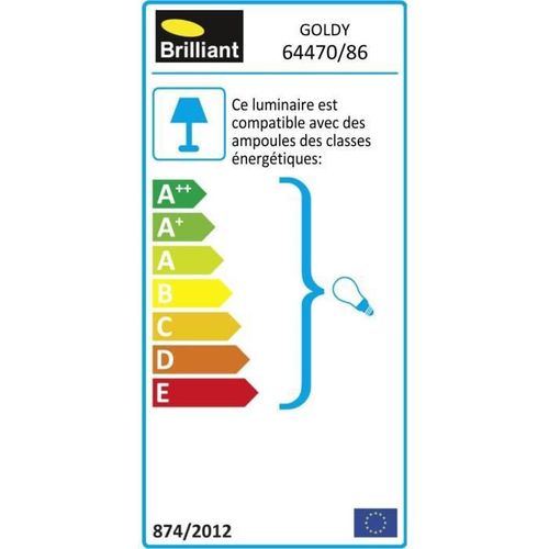 BRILLANT Suspension Goldy - Métal - E27 1x60W - Noir et or - Photo n°2; ?>