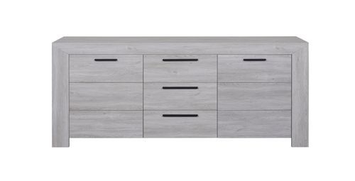 Buffet 1 tiroir 3 portes bois de chêne gris Maeva - Photo n°2; ?>