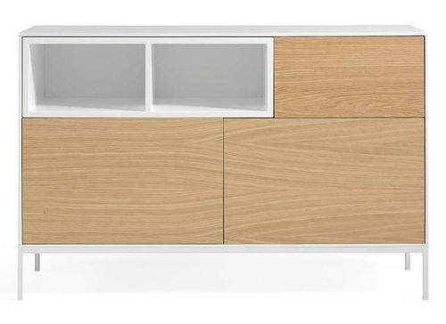 Buffet 2 portes 1 tiroir et 1 niche bois plaqué chêne Sandry - Photo n°3; ?>