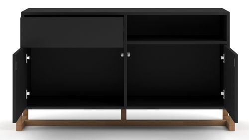 Buffet 2 portes 1 tiroir noir mat et naturel Kozlo 119 cm - Photo n°2; ?>