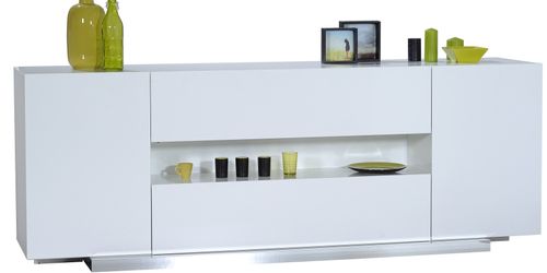 Buffet 2 portes épuré Blanc Led Sona - Photo n°2; ?>