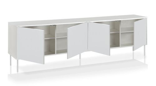 Buffet 4 portes mélaminé blanc et pieds métal blanc Narea L 238 cm - Photo n°2; ?>