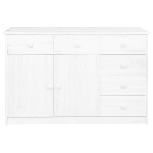 Buffet 6 tiroirs Blanc 113x35x73 cm Bois de pin massif - Photo n°2; ?>