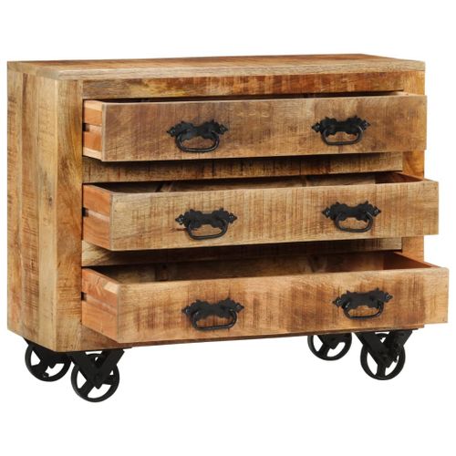 Buffet avec 3 tiroirs 80x30x65 cm bois de manguier brut massif - Photo n°2; ?>