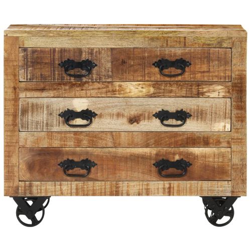 Buffet avec 3 tiroirs 80x30x65 cm bois de manguier brut massif - Photo n°3; ?>